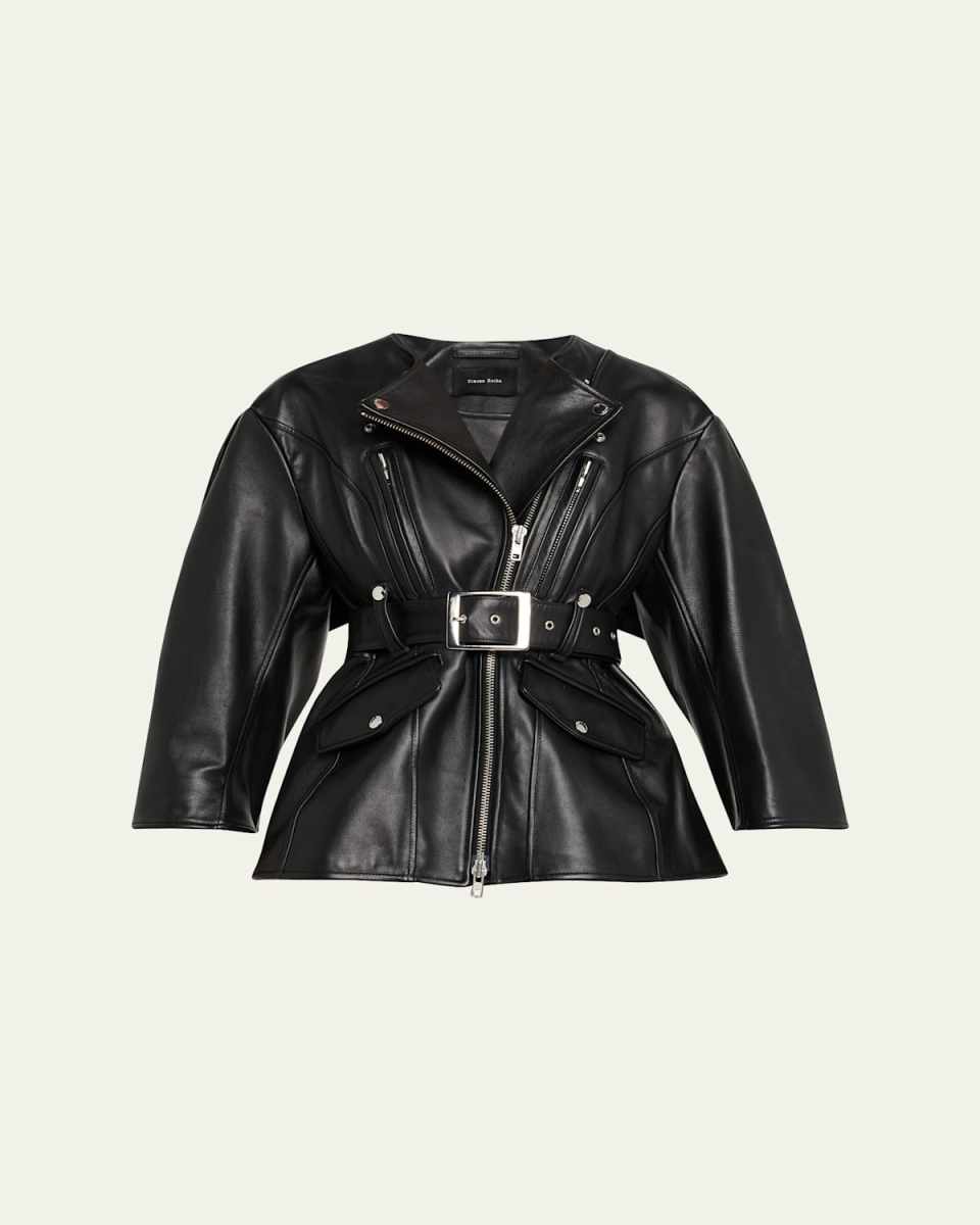 Sculpted Bow Back Belted Biker Jacket